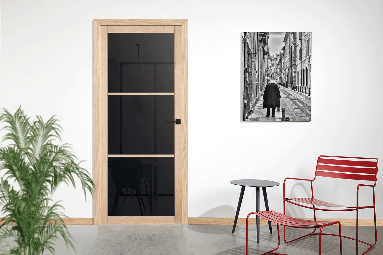 SLK Eik binnendeur zwart glas